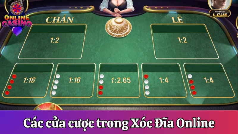 Các cửa cược chính và phụ trong trò chơi
