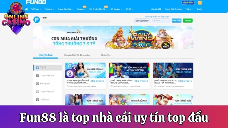 Fun88 là top nhà cái uy tín top đầu